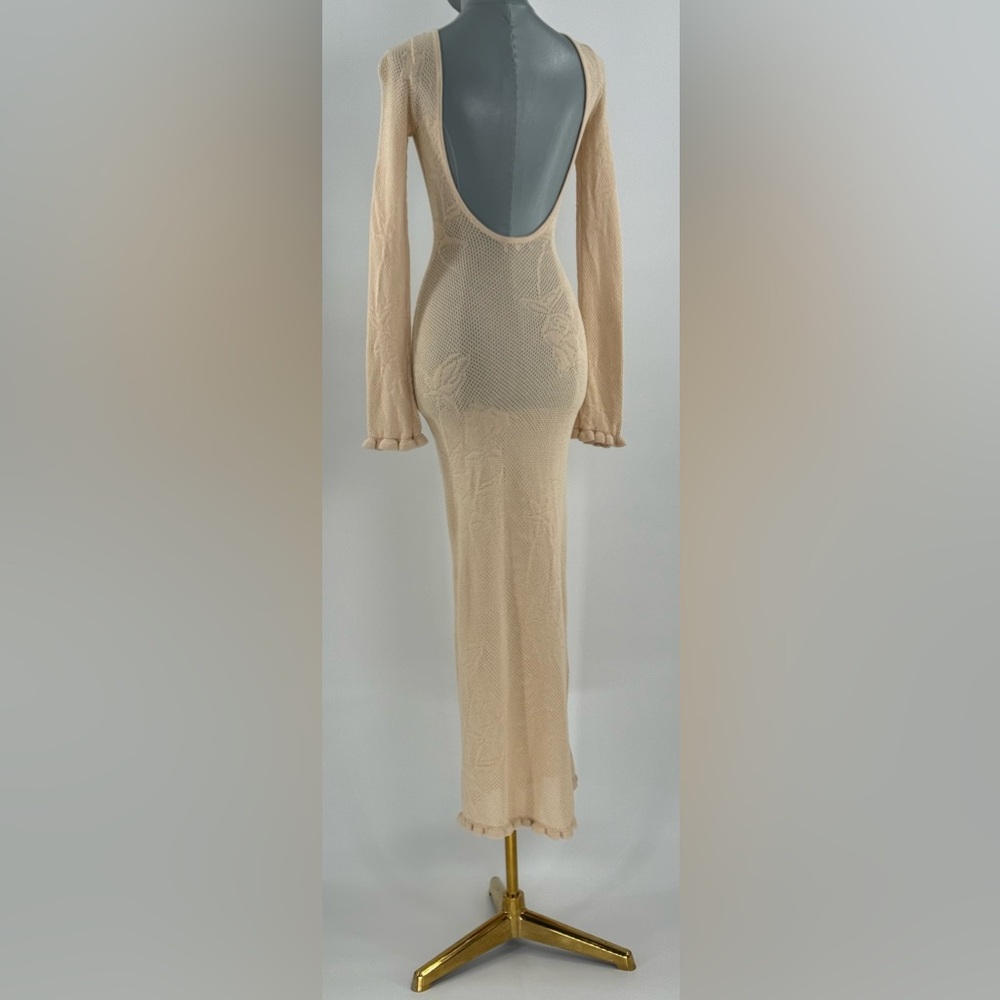 🆕 MIRROR PALAIS 🧿 NWOT Rose Pointelle Crochet Knit Dress, Soft Beige - Sz XS - Picture 9 of 16